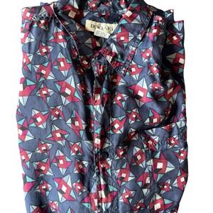 Bogari 100% Silk Men Shirt Bold Geometric Print •L • Vintage 90s Y2K Rare Find